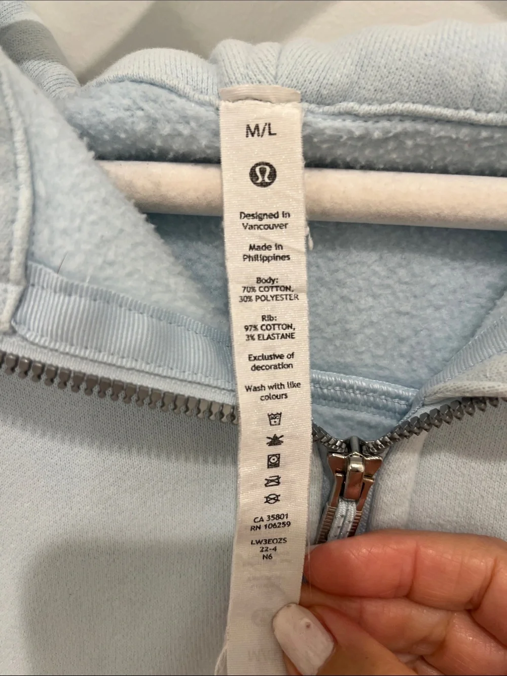 lululemon athletica Pale Blue Full-Zip Hooded Sweatshirt